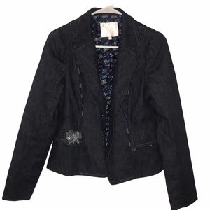 Rebecca Taylor Denim Blazer Butterfly Appliqué